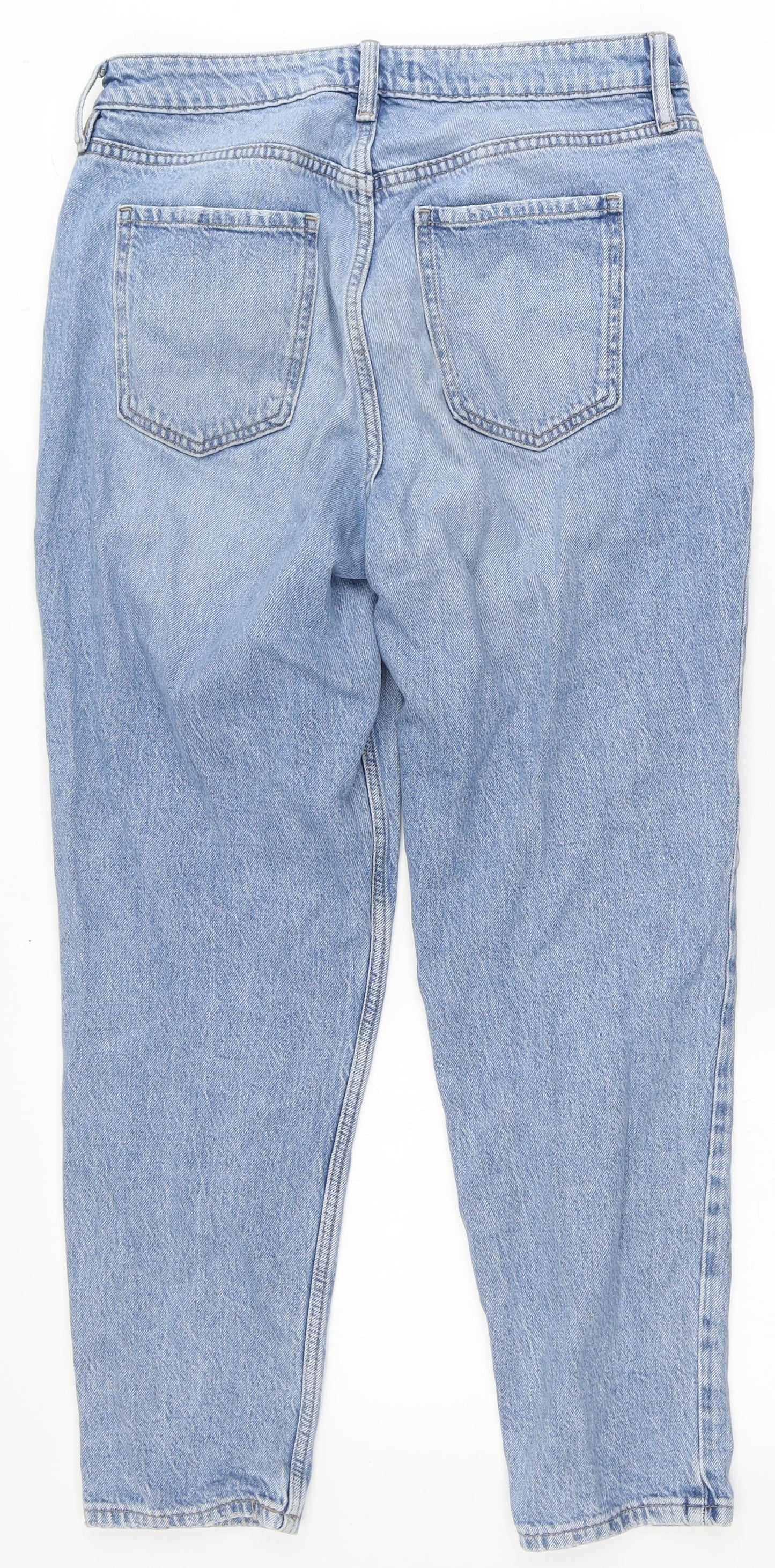 F&F Womens Blue  Cotton Straight Jeans Size 12 L26 in Regular Zip