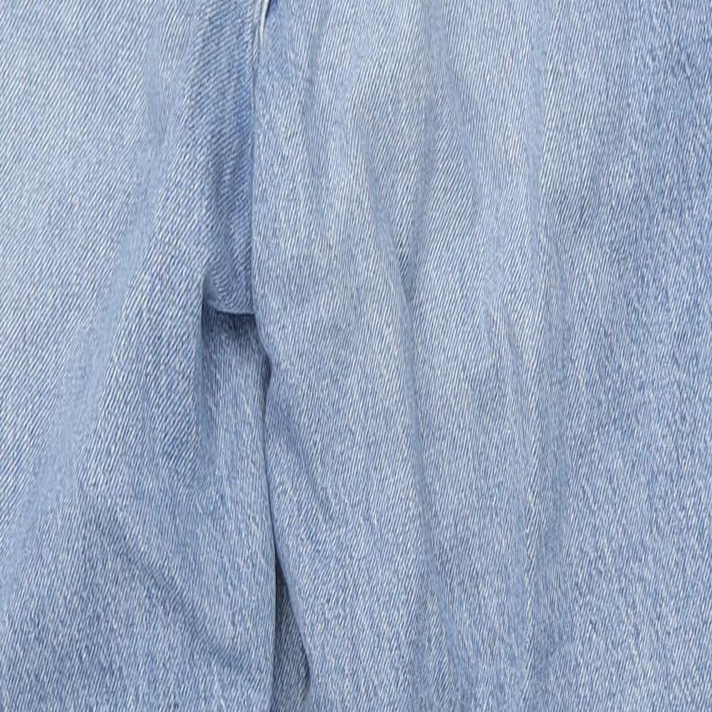 F&F Womens Blue  Cotton Straight Jeans Size 12 L26 in Regular Zip