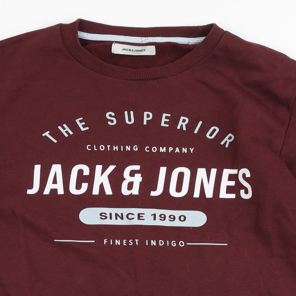 JACK & JONES Mens Red  Cotton Pullover Sweatshirt Size M