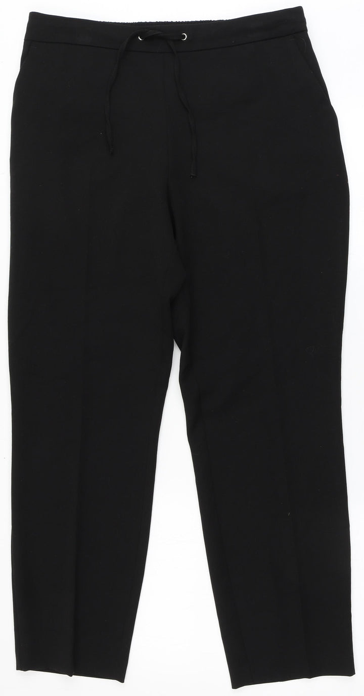 Dunnes Stores Womens Black Polyester Dress Pants Trousers Size 12 L27 in Regular Tie