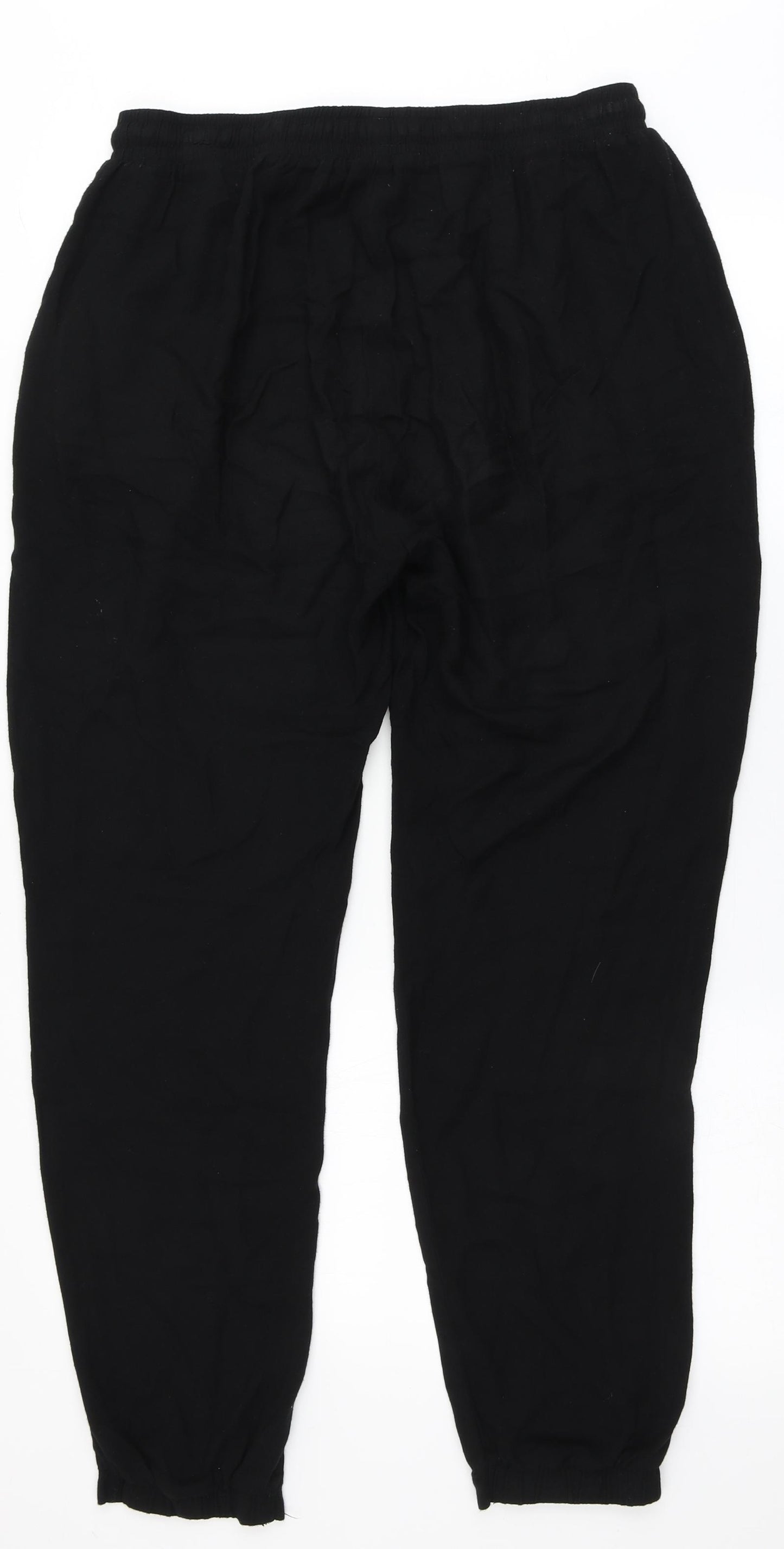 Peacocks Womens Black  Viscose Trousers  Size 14 L29 in Regular Tie