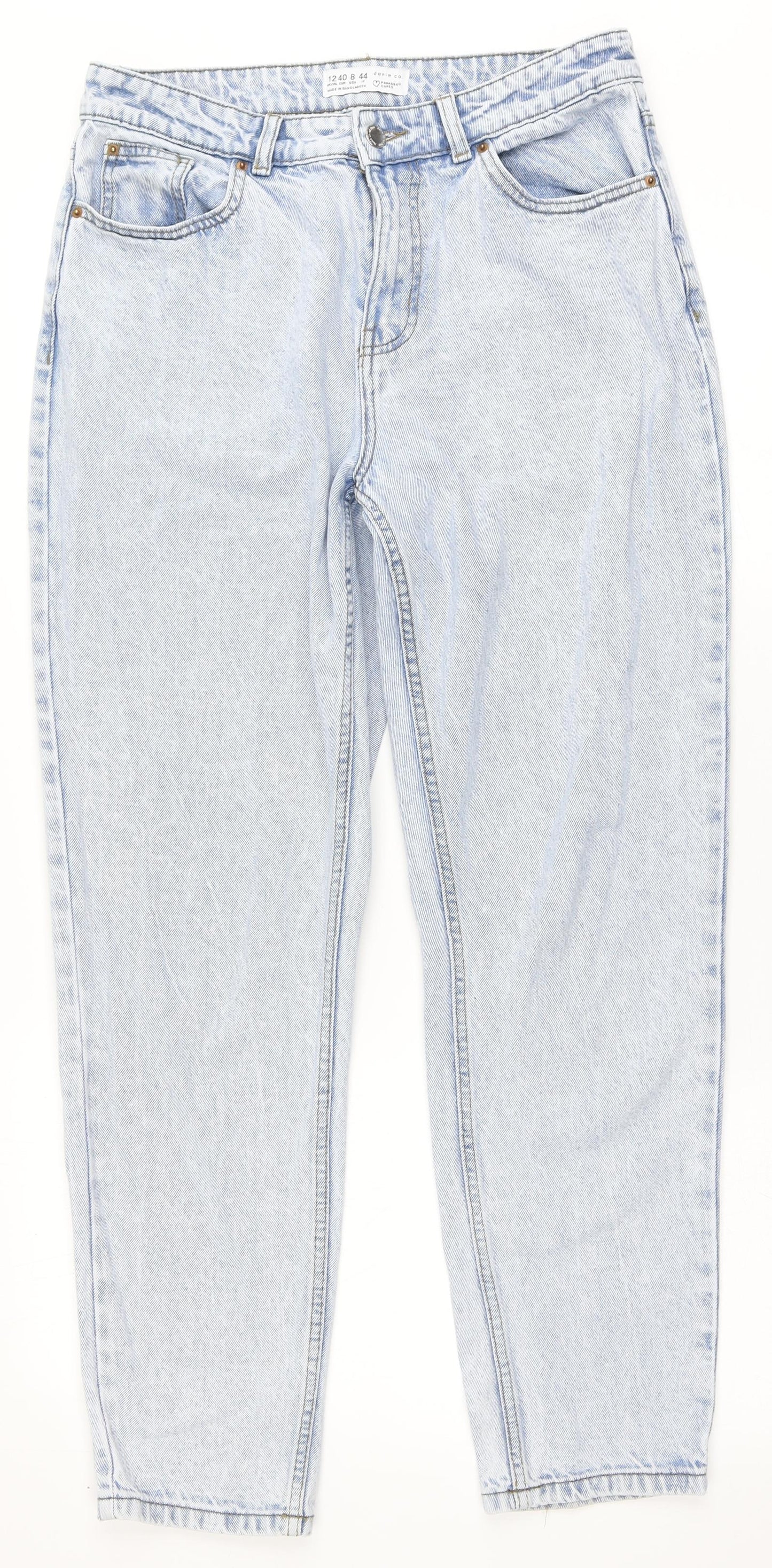Primark Womens Blue  100% Cotton Straight Jeans Size 12 L27.5 in Regular Zip