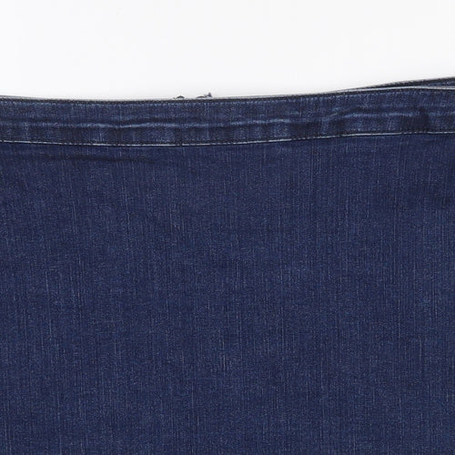 Savida  Womens Blue  Cotton A-Line Skirt Size 51 in   Zip - Scalloped Hem