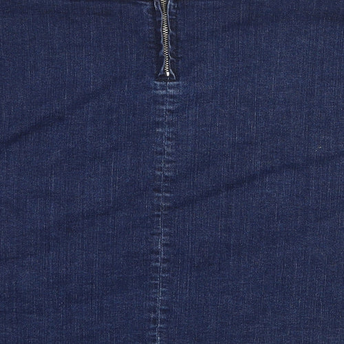 Savida  Womens Blue  Cotton A-Line Skirt Size 51 in   Zip - Scalloped Hem