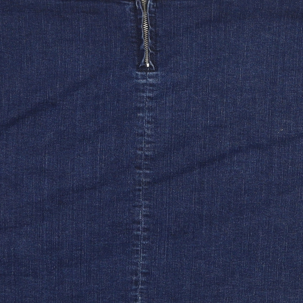Savida  Womens Blue  Cotton A-Line Skirt Size 51 in   Zip - Scalloped Hem