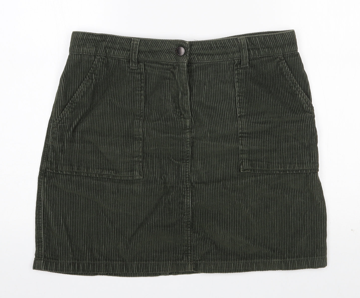 NEXT Womens Green  Cotton A-Line Skirt Size 12   Zip