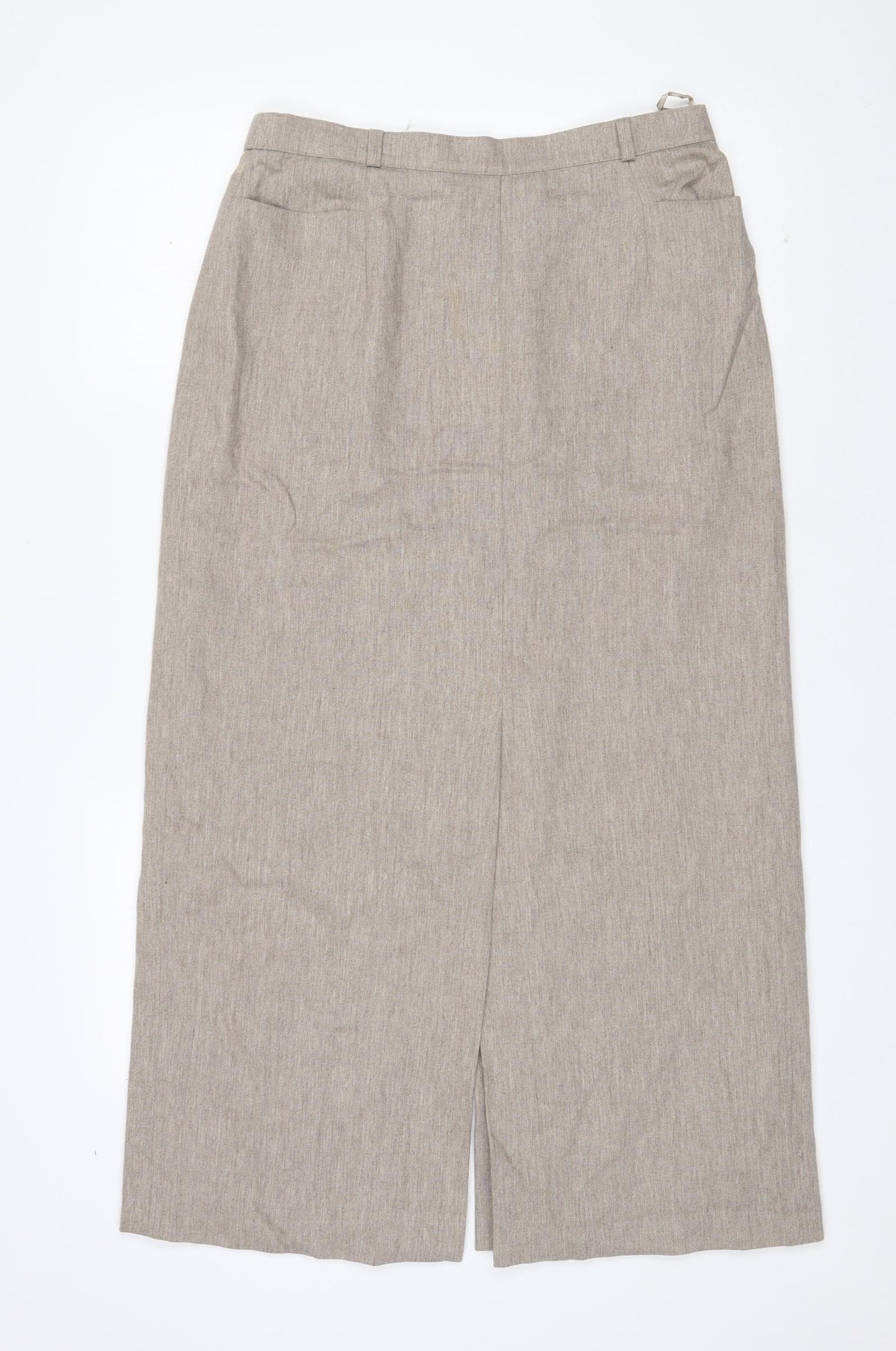 Basler Womens Beige  Wool Straight & Pencil Skirt Size 14   Zip - Split down back and front