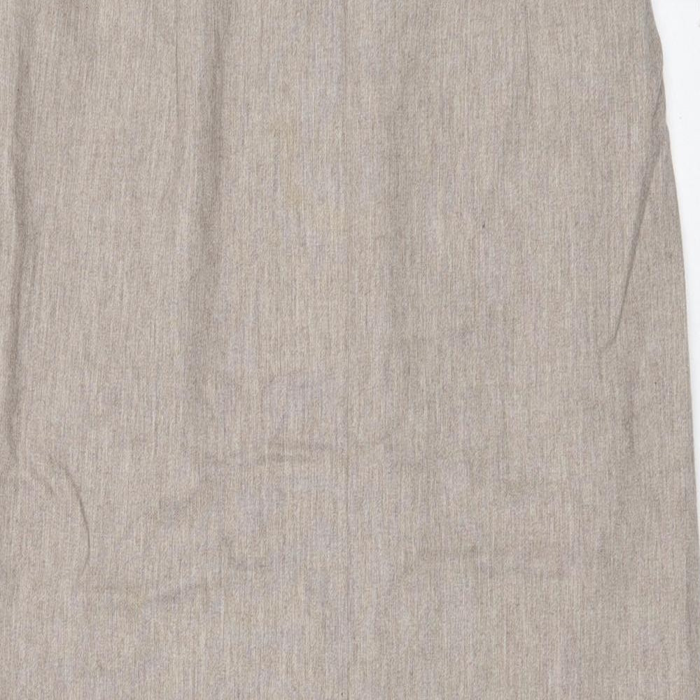 Basler Womens Beige  Wool Straight & Pencil Skirt Size 14   Zip - Split down back and front