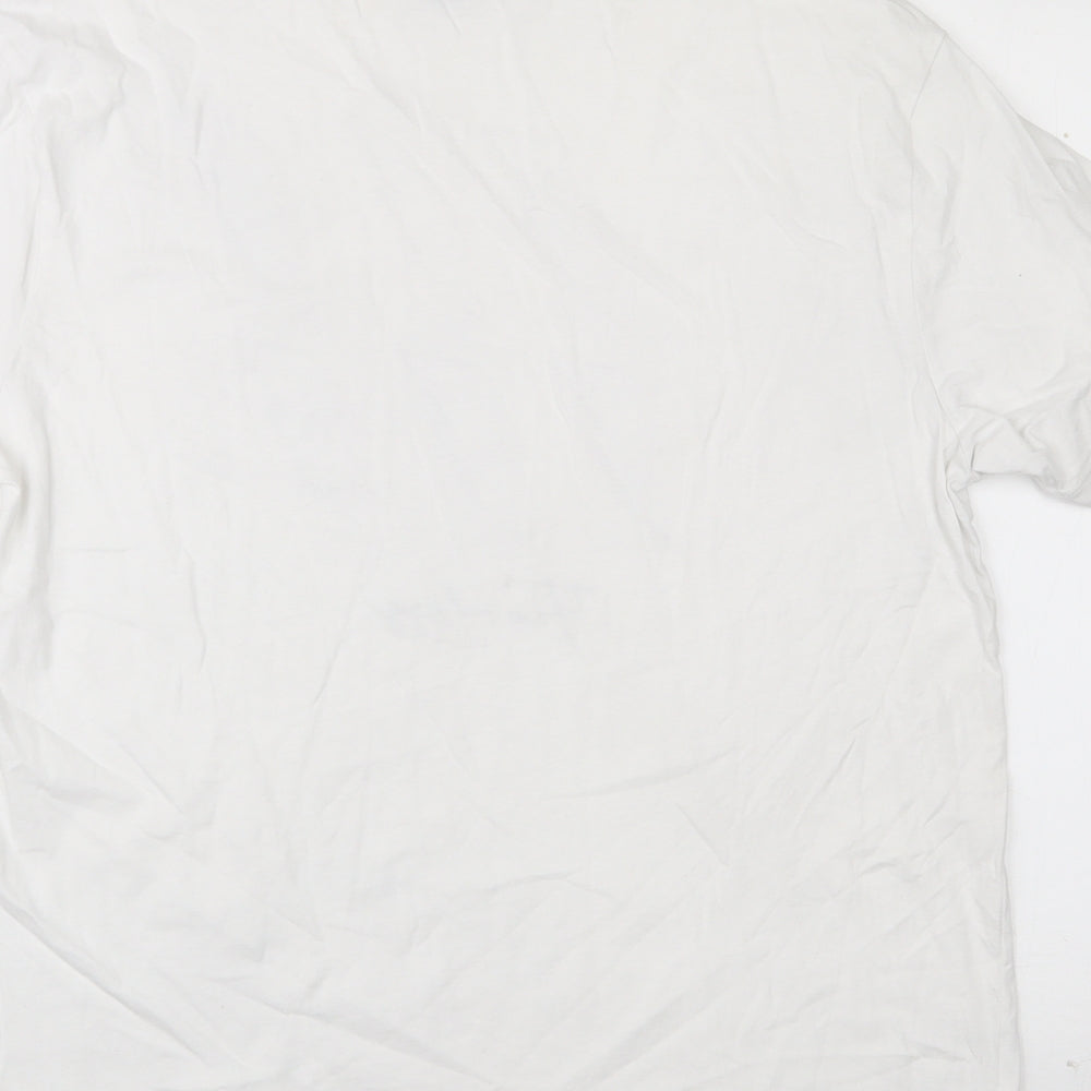 New Look Womens White  100% Cotton Basic T-Shirt Size 14 Round Neck - Lighting Bolts