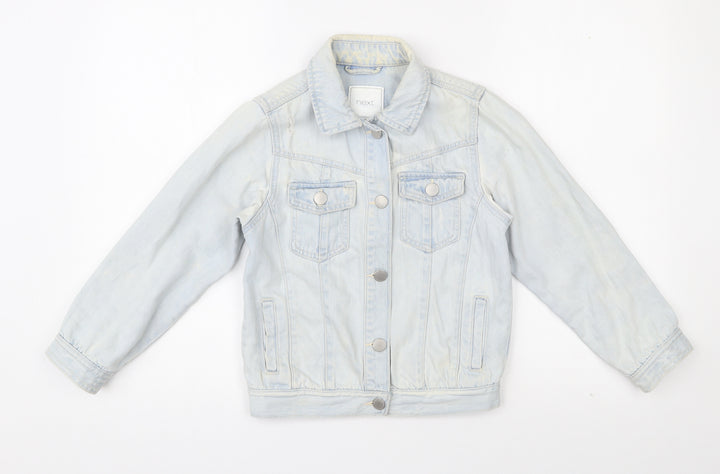 NEXT Girls Blue Jacket Size 16 Years Button - Destressed