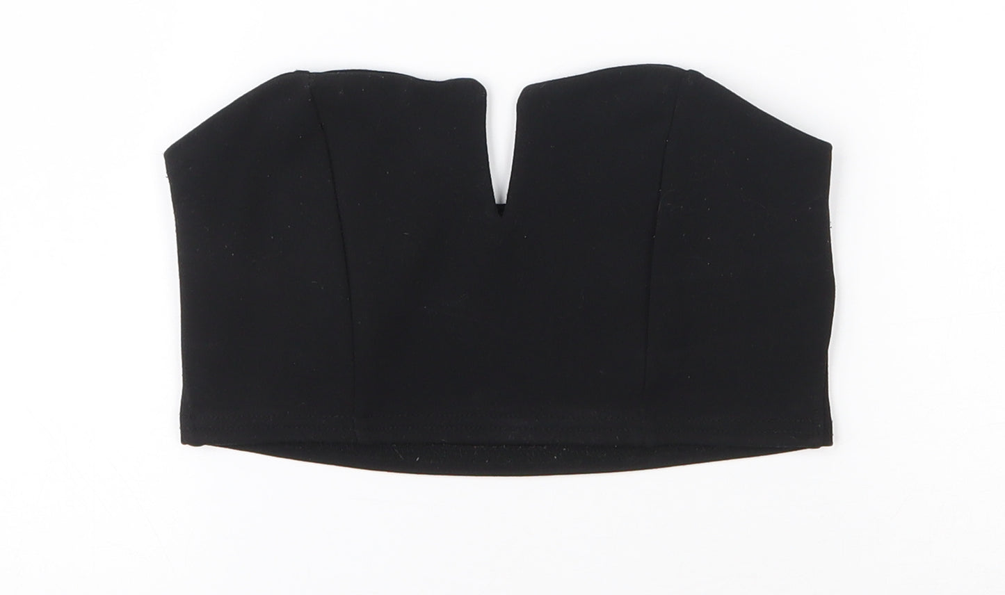 Boohoo Womens Black  Polyester Cropped Blouse Size 6 V-Neck