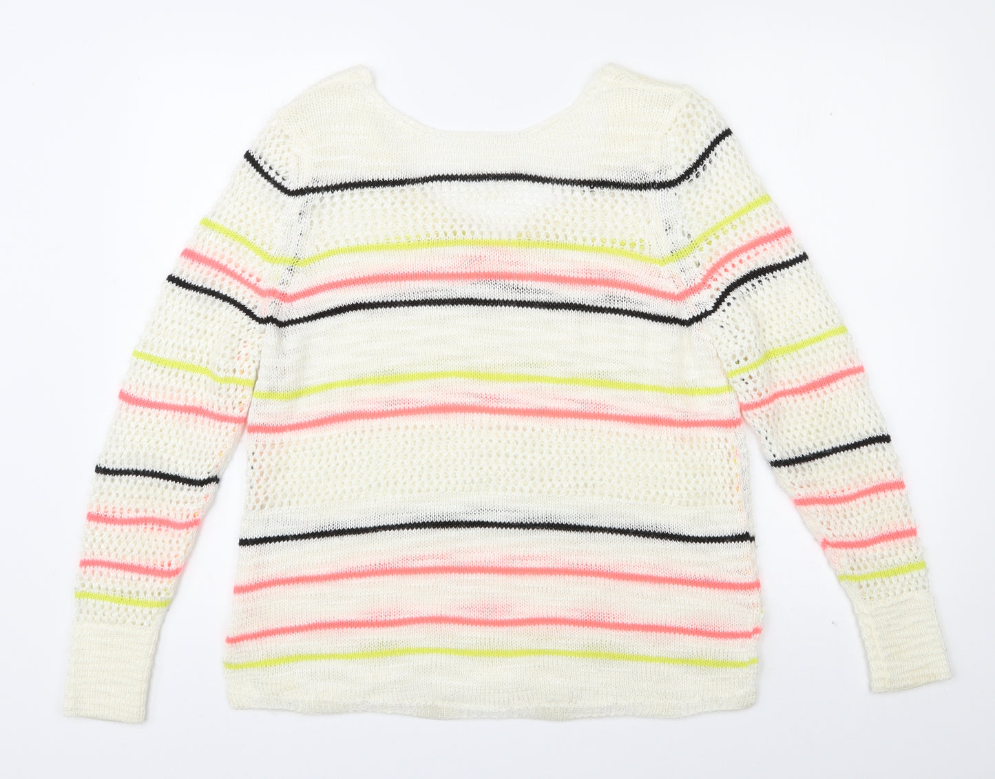 NEXT Womens Multicoloured Scoop Neck Striped Acrylic Pullover Jumper Size S