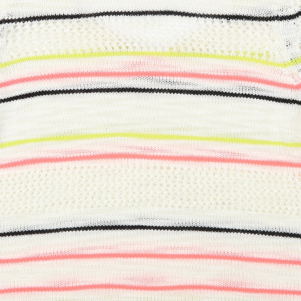 NEXT Womens Multicoloured Scoop Neck Striped Acrylic Pullover Jumper Size S