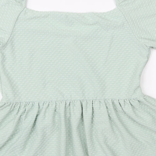 Peacocks Womens Green Geometric Polyester Basic Blouse Size 10 Sweetheart