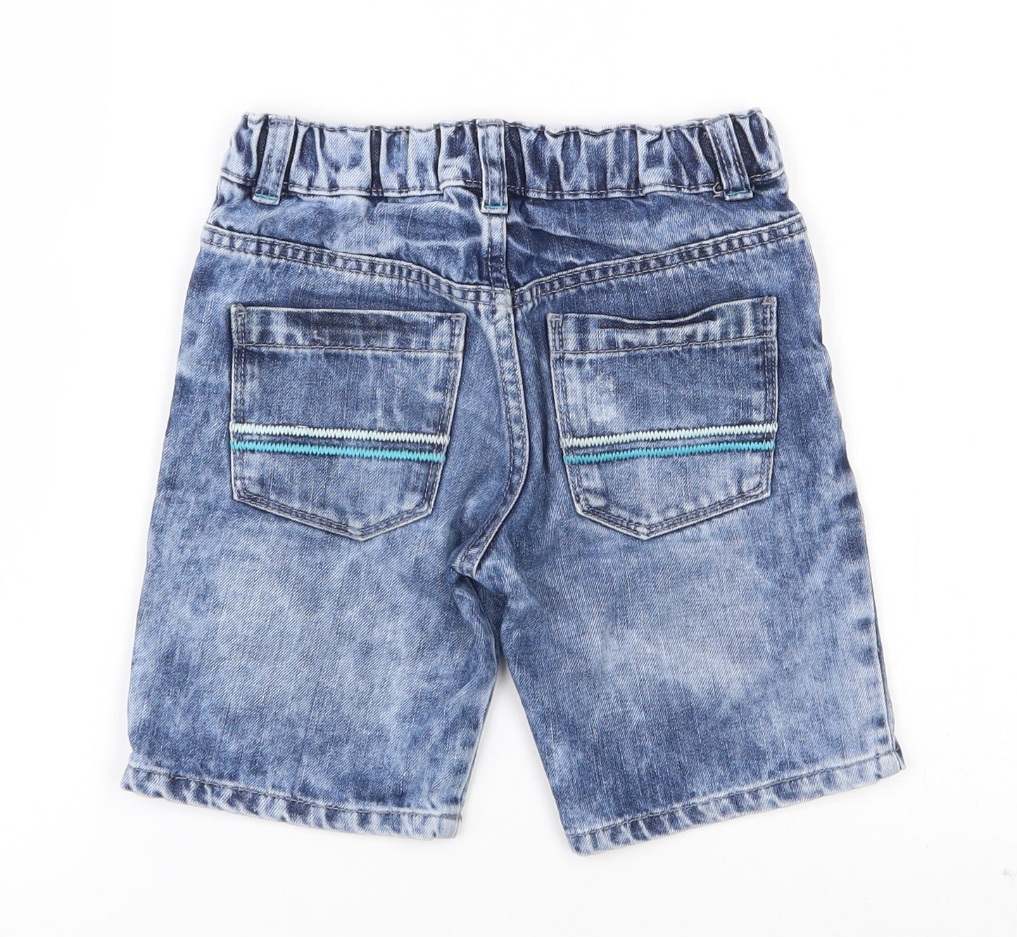 F&F Boys Blue  100% Cotton Cropped Jeans Size 5-6 Years  Regular Zip - Destressed