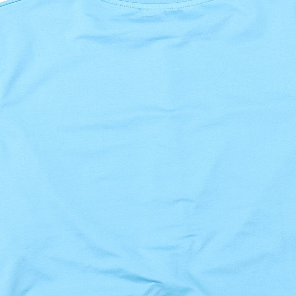PRETTYLITTLETHING Womens Blue  Polyester Cropped T-Shirt Size S Round Neck Pullover