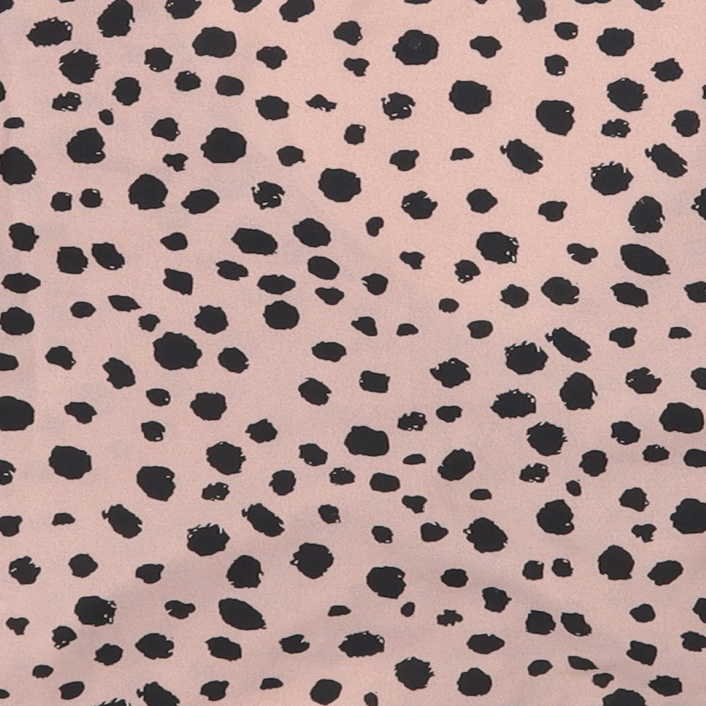 SheIn Womens Pink Animal Print Polyester Cropped Blouse Size S V-Neck