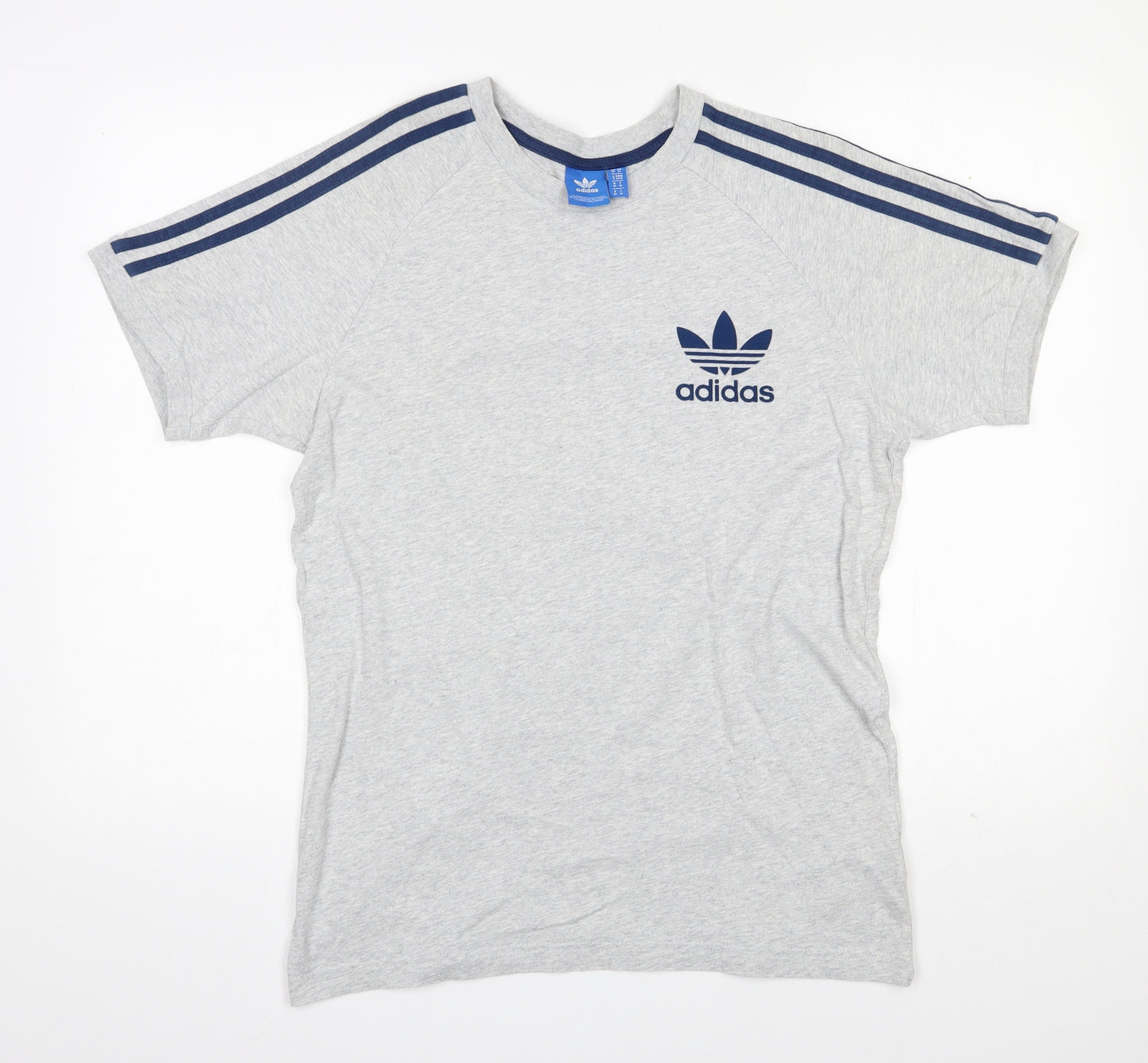 adidas Mens Grey  Cotton  T-Shirt Size M Round Neck