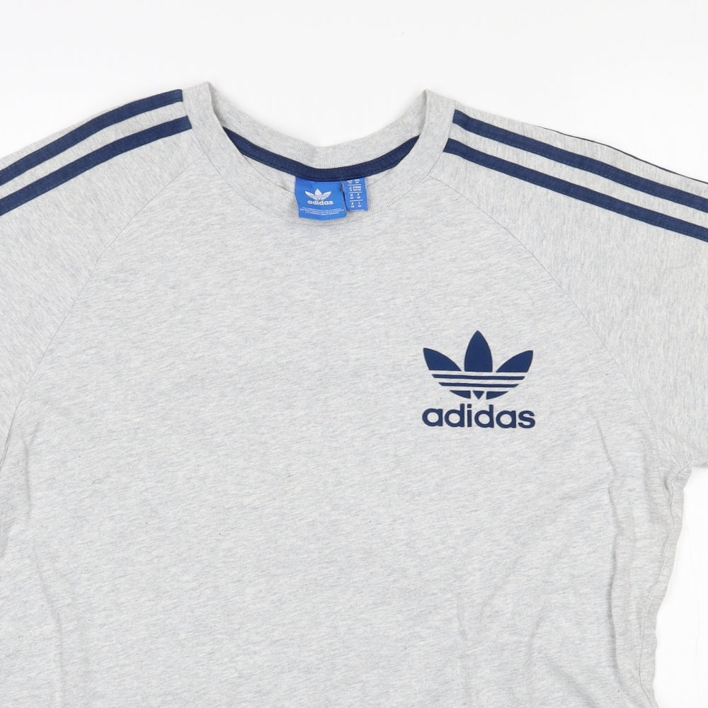 adidas Mens Grey  Cotton  T-Shirt Size M Round Neck