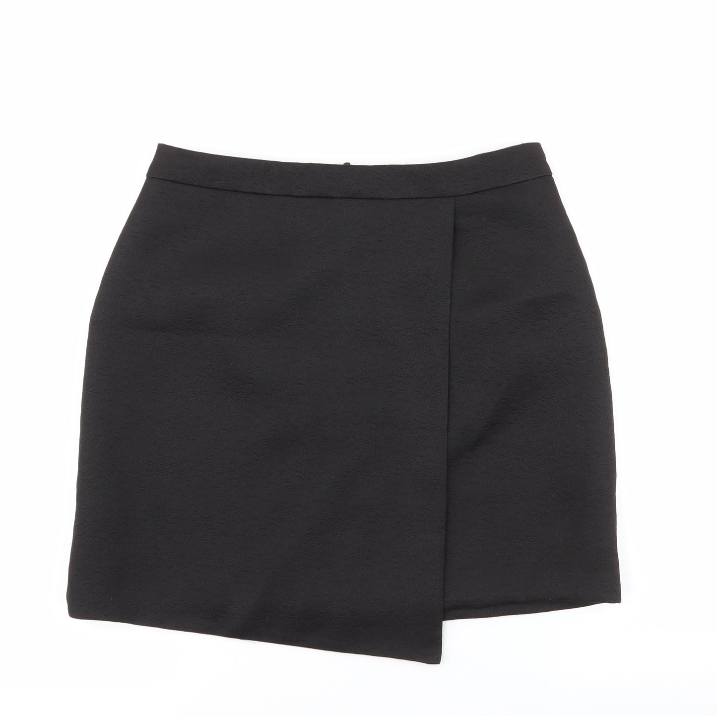 Papaya Womens Black Floral Polyester A-Line Skirt Size 10   Zip