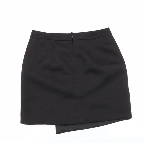 Papaya Womens Black Floral Polyester A-Line Skirt Size 10   Zip