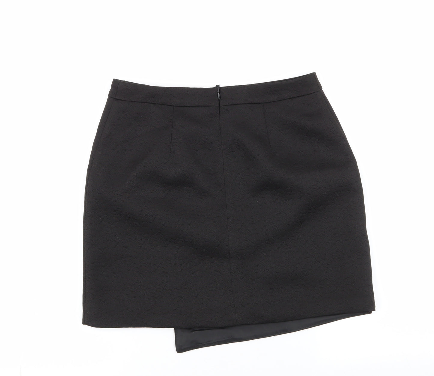 Papaya Womens Black Floral Polyester A-Line Skirt Size 10   Zip