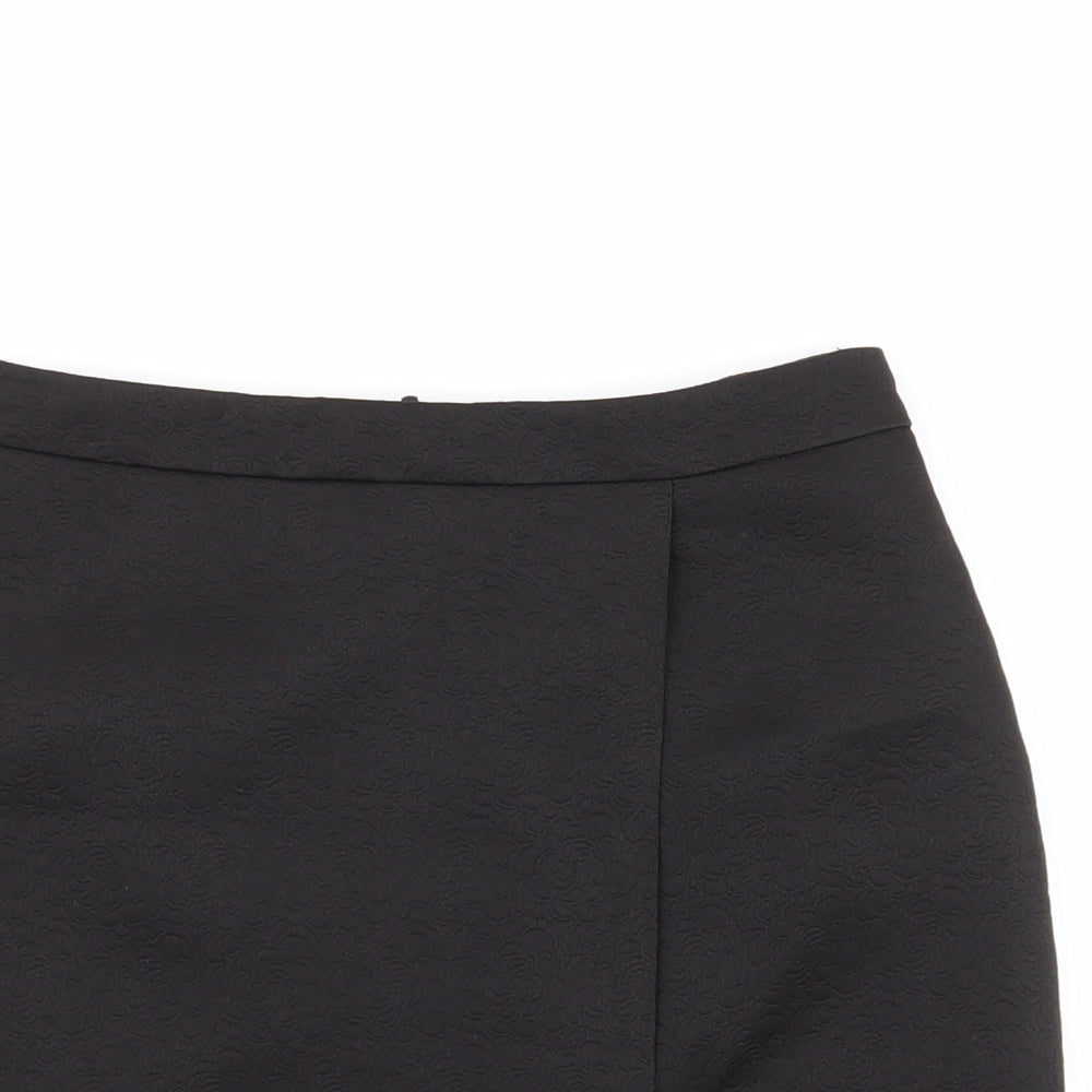 Papaya Womens Black Floral Polyester A-Line Skirt Size 10   Zip