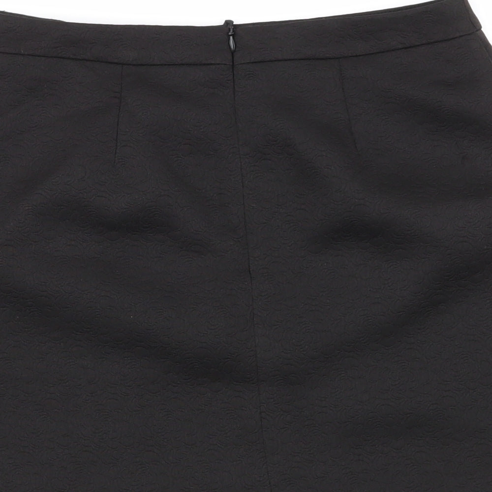 Papaya Womens Black Floral Polyester A-Line Skirt Size 10   Zip