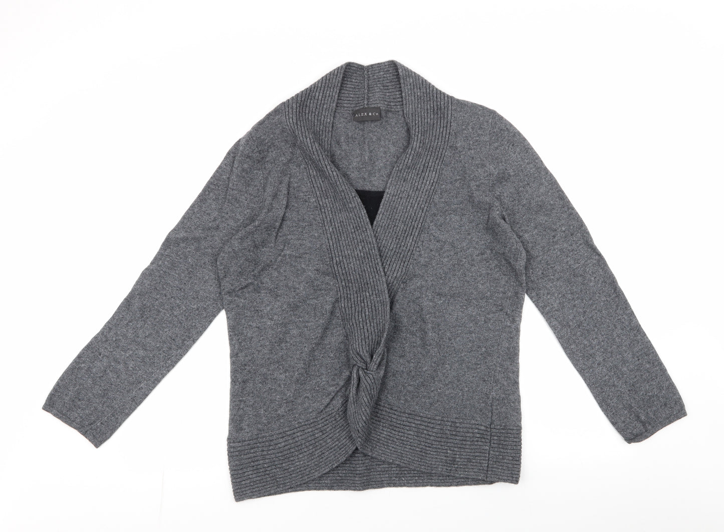 Alex & co  Womens Grey V-Neck Striped Viscose Pullover Jumper Size 16   - built in top
