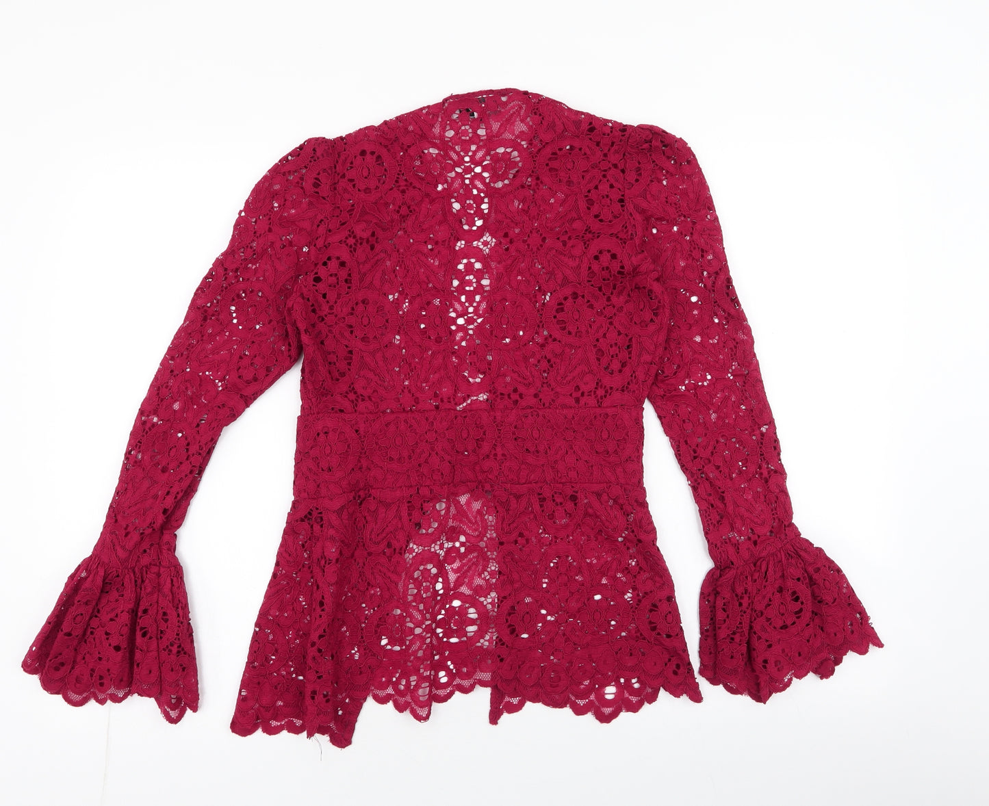 Lola Womens Red Floral Polyester Basic Blouse Size XS V-Neck - tie closure missing