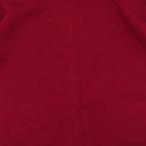 Roman Originals Womens Red Round Neck Floral Acrylic Cardigan Jumper Size S