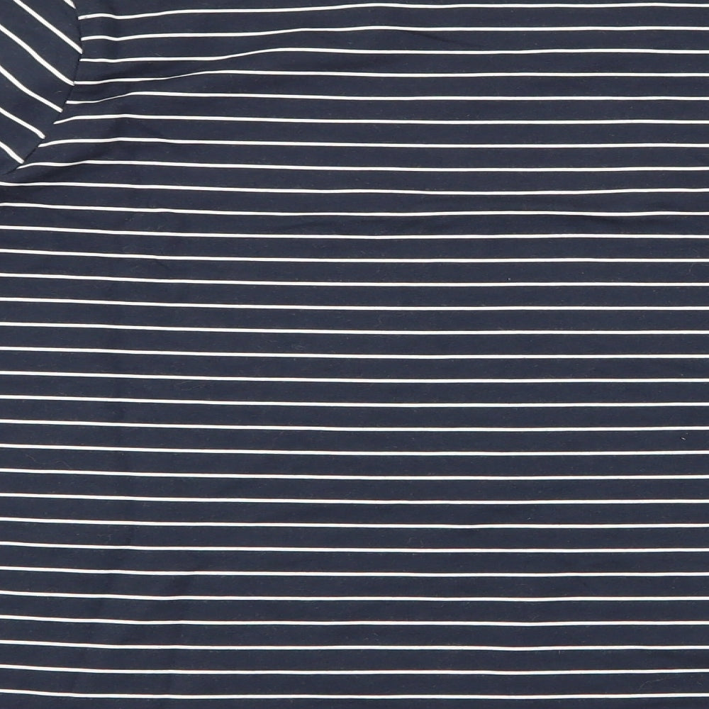 GANT Womens Black Striped Cotton Basic T-Shirt Size XL Boat Neck