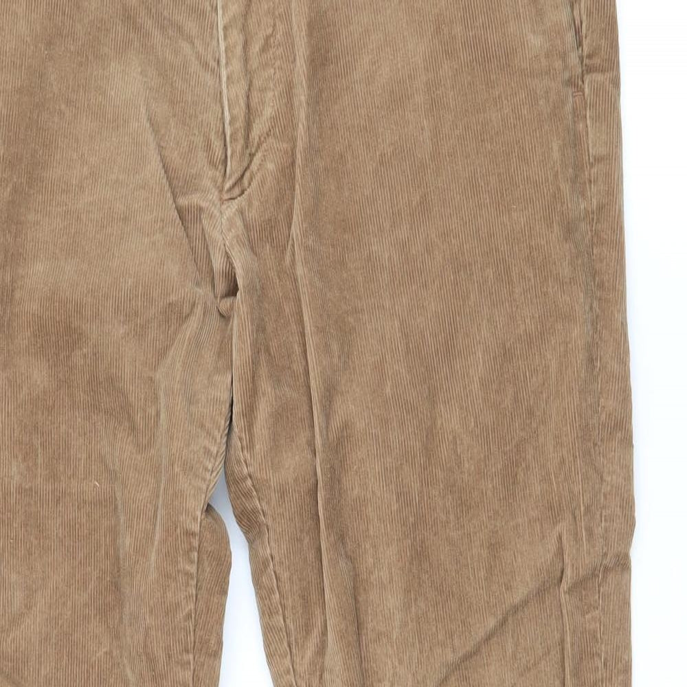 Polo Ralph Lauren Mens Brown  Cotton Trousers  Size 33 in L32 in Slim Zip