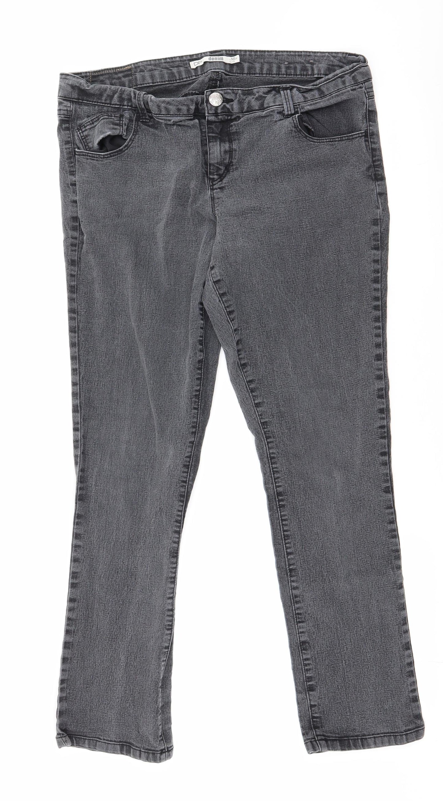 Dorothy Perkins Womens Grey  Cotton Skinny Jeans Size 16 L29 in Slim Zip