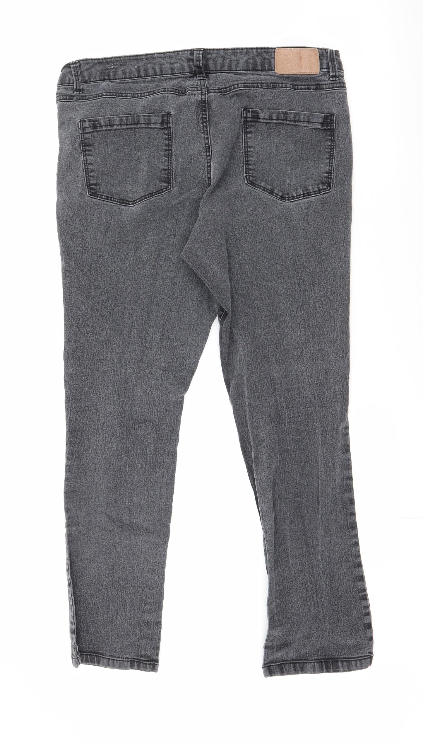 Dorothy Perkins Womens Grey  Cotton Skinny Jeans Size 16 L29 in Slim Zip