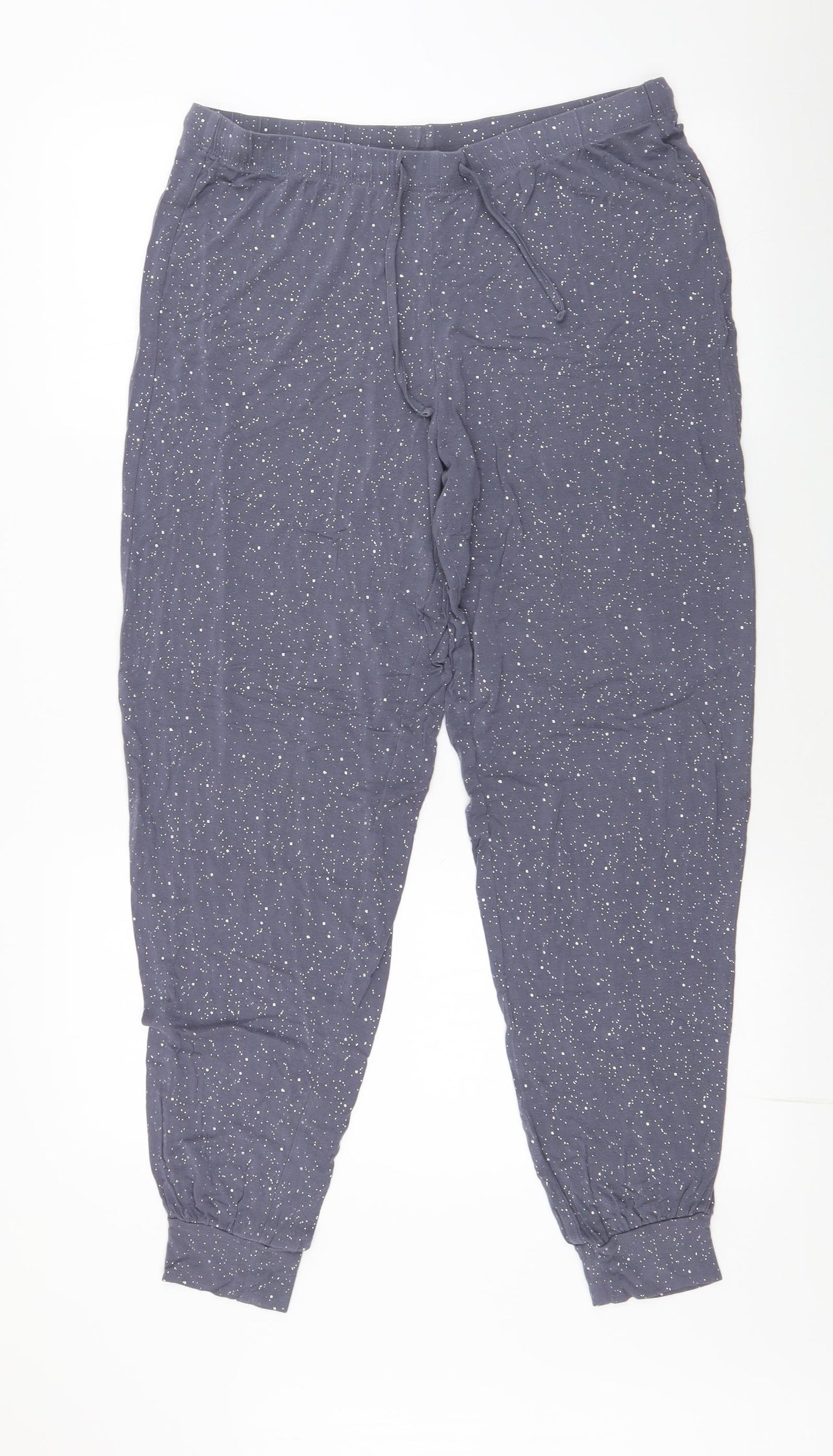 Marks and Spencer Womens Blue Polka Dot Viscose  Pyjama Pants Size 12  Drawstring