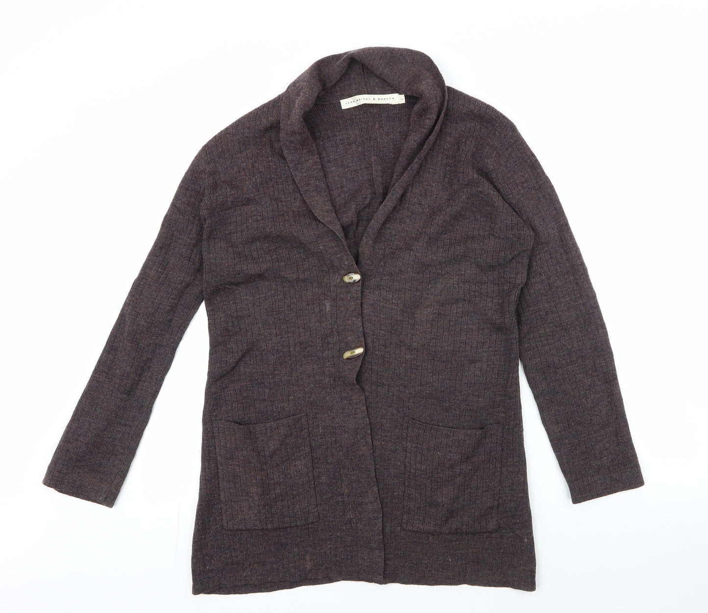 Fenn Wright Manson Womens Brown Collared  Wool Cardigan Jumper Size L