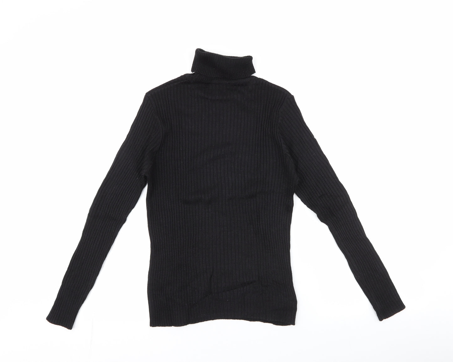 St michael Womens Black High Neck  Acrylic Pullover Jumper Size 12