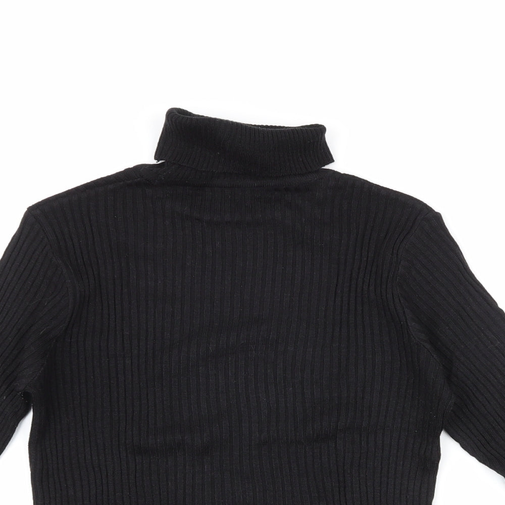 St michael Womens Black High Neck  Acrylic Pullover Jumper Size 12
