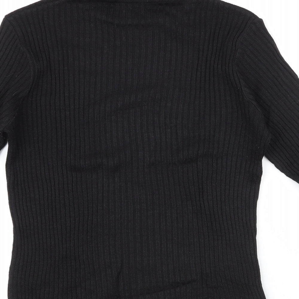 St michael Womens Black High Neck  Acrylic Pullover Jumper Size 12