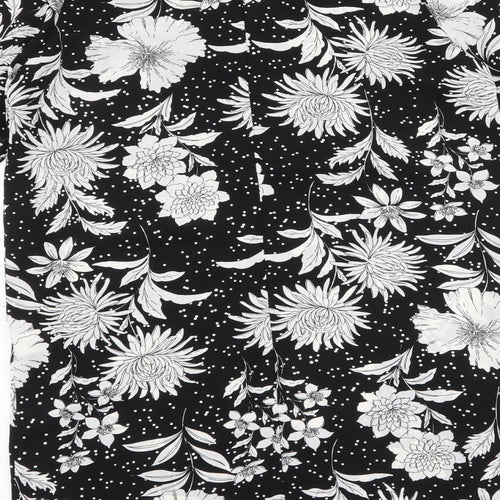 Studio Womens Black Floral Polyester Shirt Dress  Size 12  V-Neck Zip - polka dot