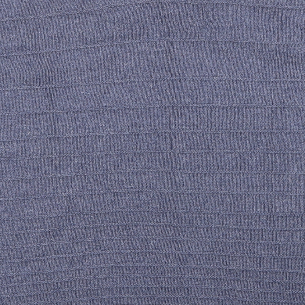 BHS Womens Blue Striped Cotton Basic T-Shirt Size 14 Round Neck