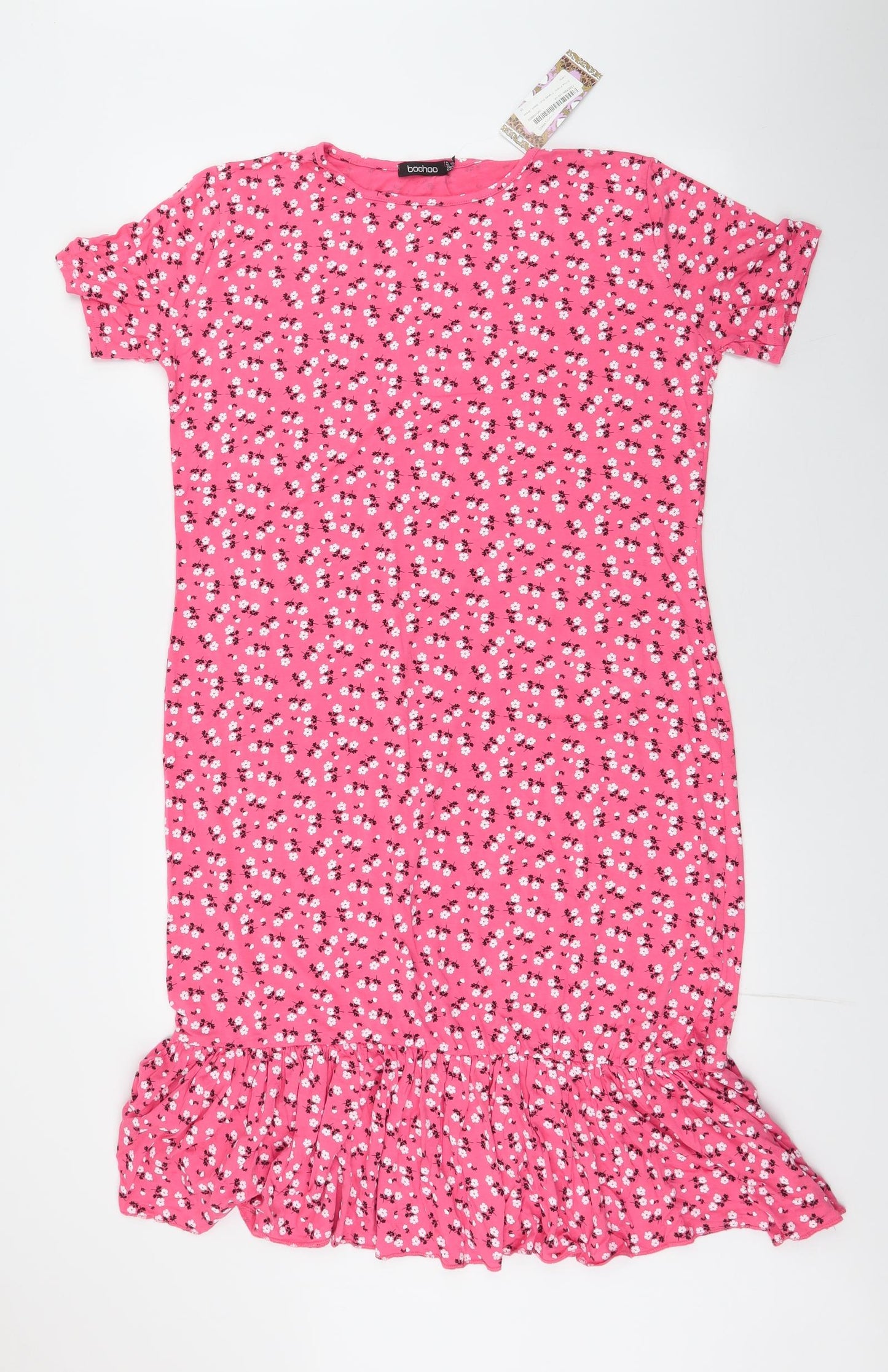 Boohoo Womens Pink Floral Viscose Mermaid  Size 16  Round Neck Pullover