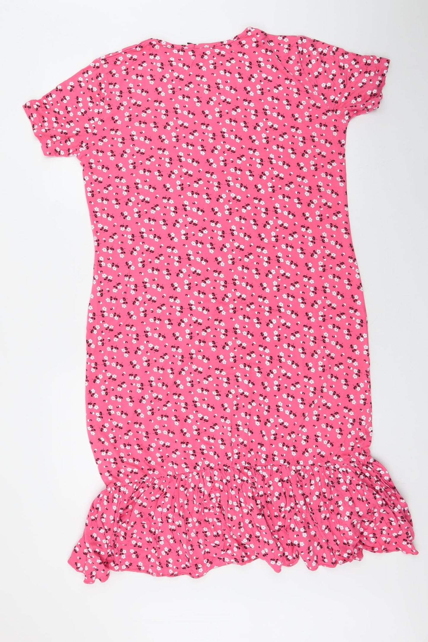 Boohoo Womens Pink Floral Viscose Mermaid  Size 16  Round Neck Pullover