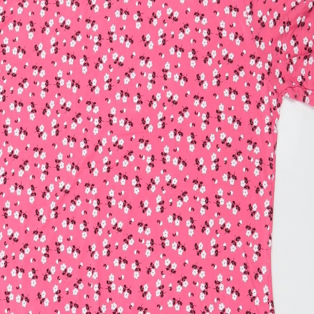 Boohoo Womens Pink Floral Viscose Mermaid  Size 16  Round Neck Pullover