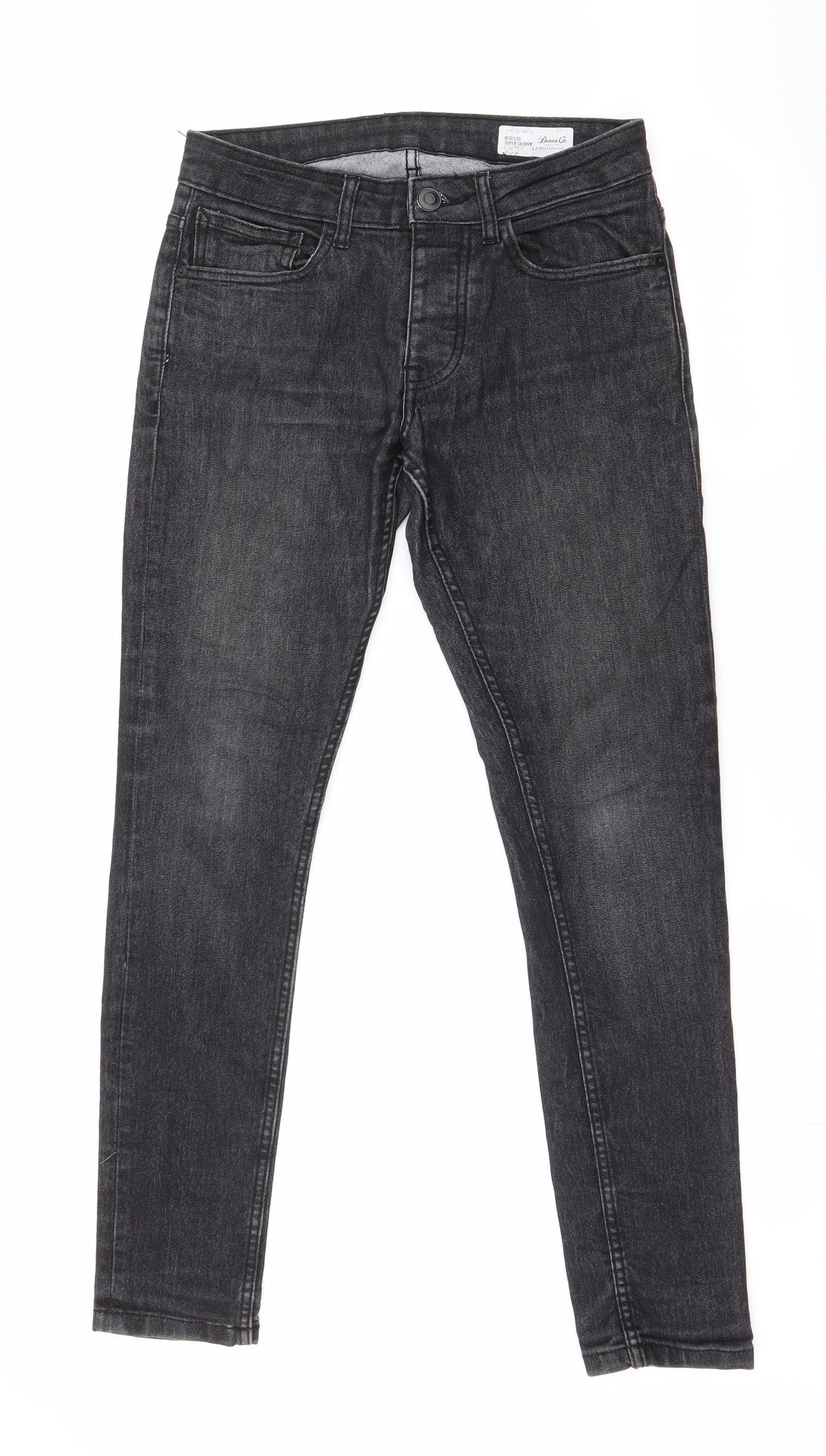 Denim & Co. Mens Black  Cotton Skinny Jeans Size 30 L30 in Slim Button