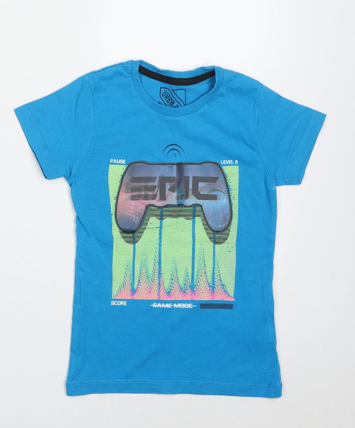 Urban Debt Boys Blue  Cotton Basic T-Shirt Size 5 Years Crew Neck Pullover - Game Mode