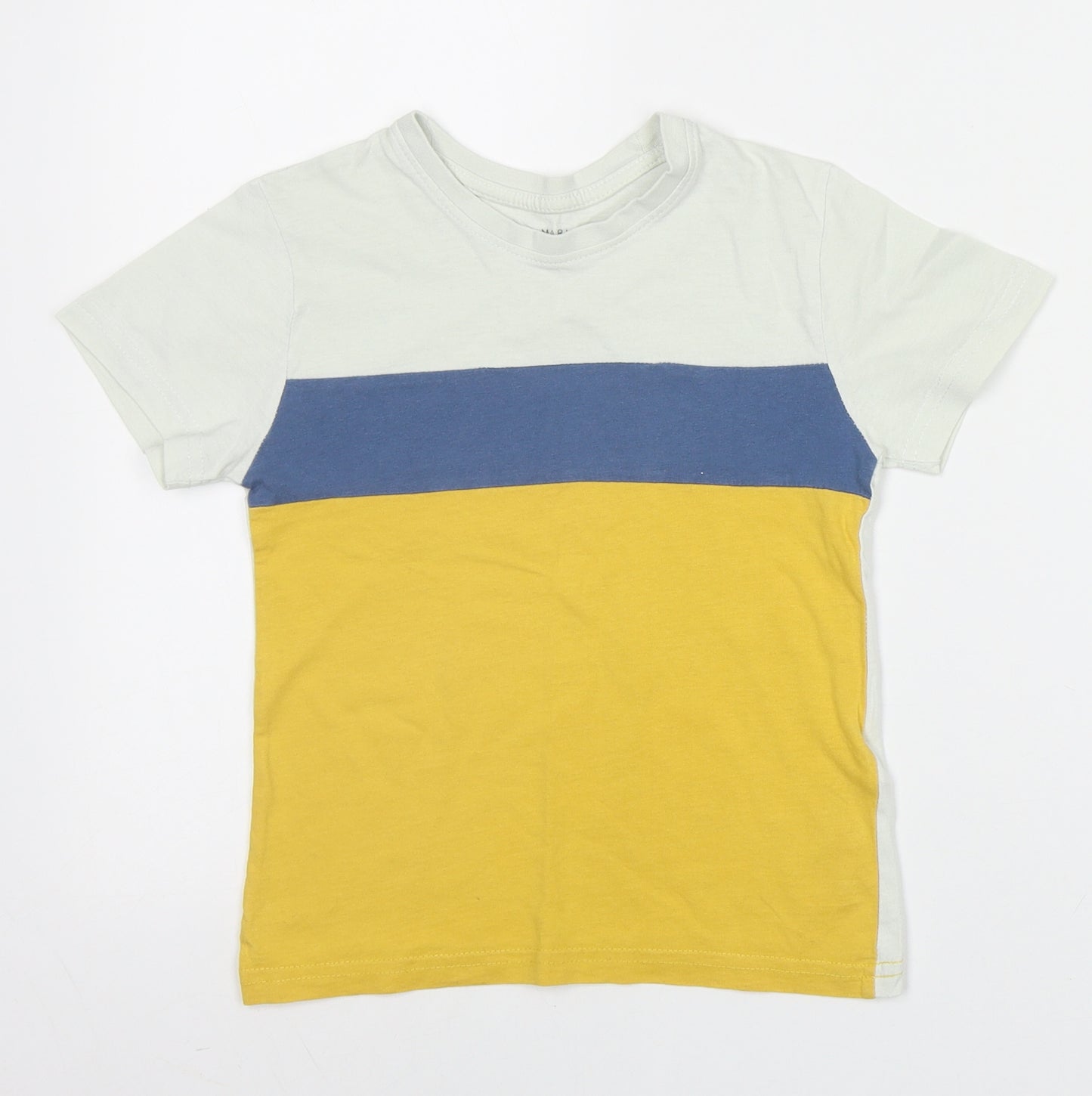 Primark Boys Yellow Plaid Cotton Basic T-Shirt Size 5-6 Years Crew Neck Pullover