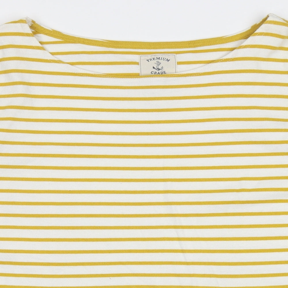 Joules Womens Yellow Crew Neck Striped Cotton Pullover Jumper Size 20