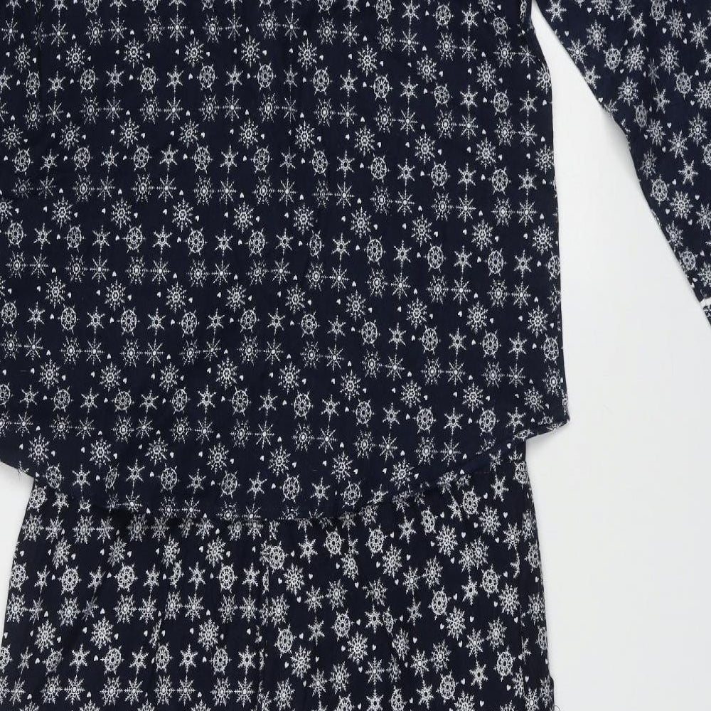 ESMARA Womens Blue Geometric Cotton Cami Pyjama Set Size L  Button - Snow Flakes